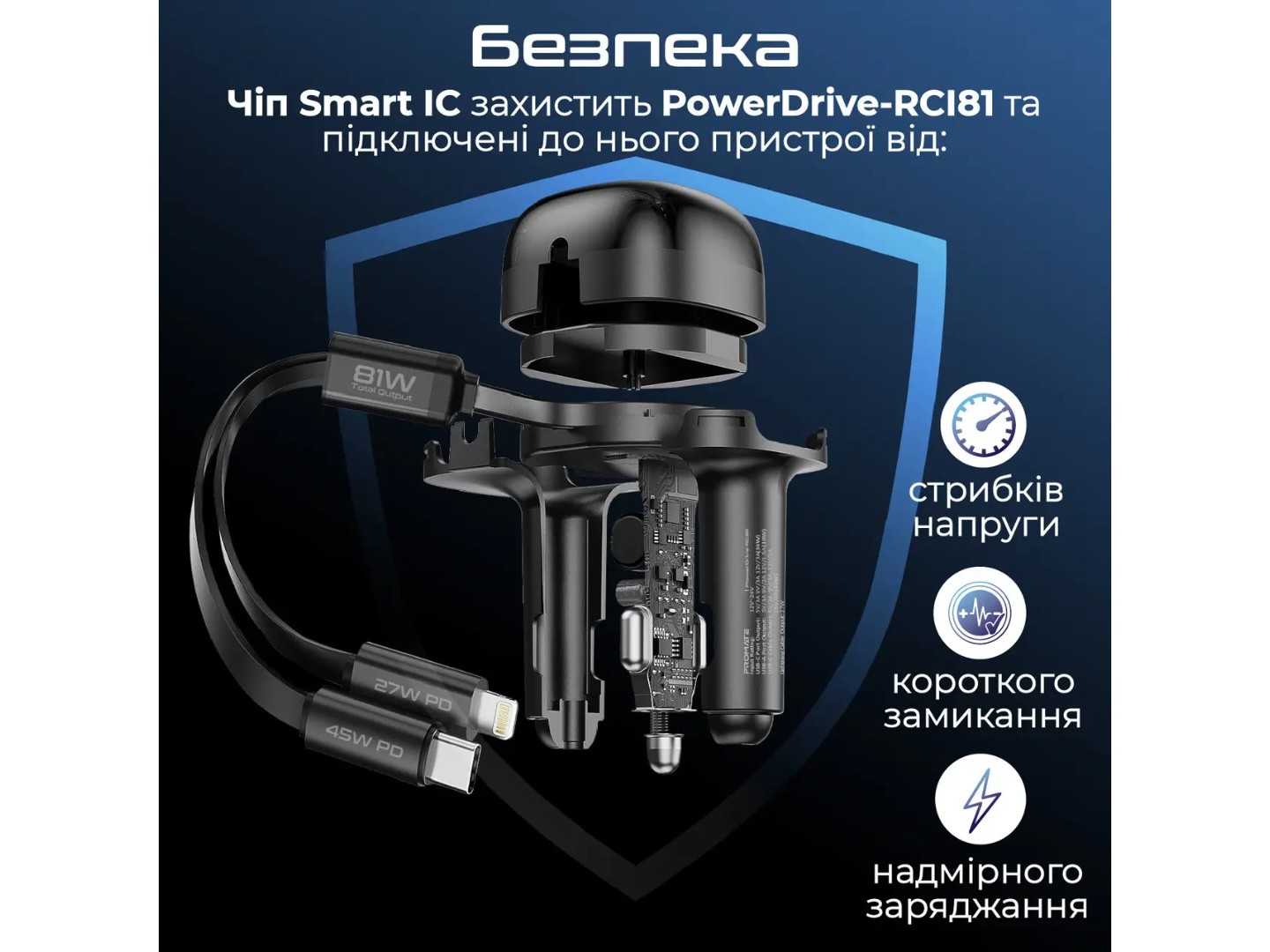 Автомобільний зарядний пристрій Promate powerdrive-rci81 — фото 5